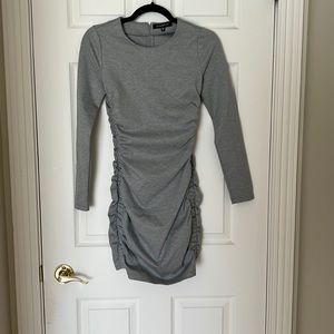 Long sleeve grey mini dress